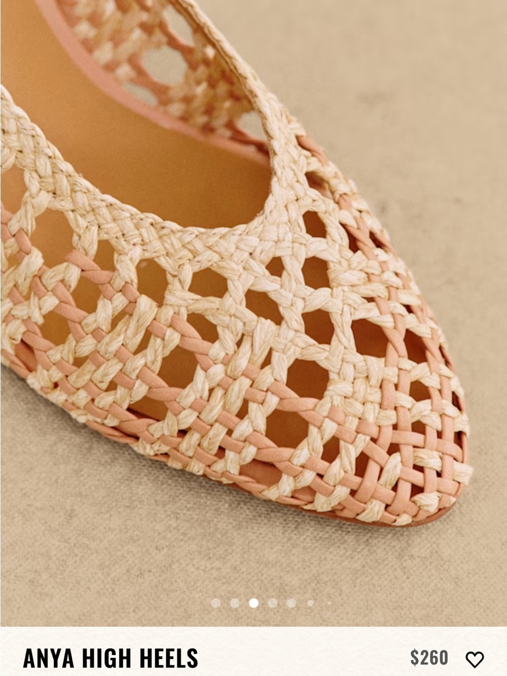 Sezane Anya Woven Beige Low Block Heel Pumps - Picture 3 of 10